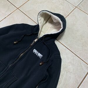 Y2K Call of Duty: Ghosts Black Zip Hoodie and Sherpa Lining